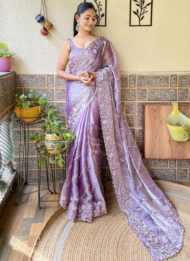 Burburry Lavender Festival Wear Sequins Work Saree